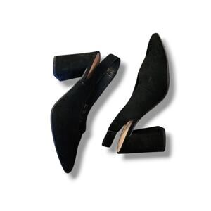 Christian Siriano Microsuede Heeled Black Pointed Toe Mules